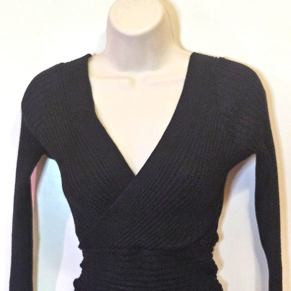 Windsor Black Ribbed Knit Long Sleeve Mini Dress, Small - Picture 7 of 14